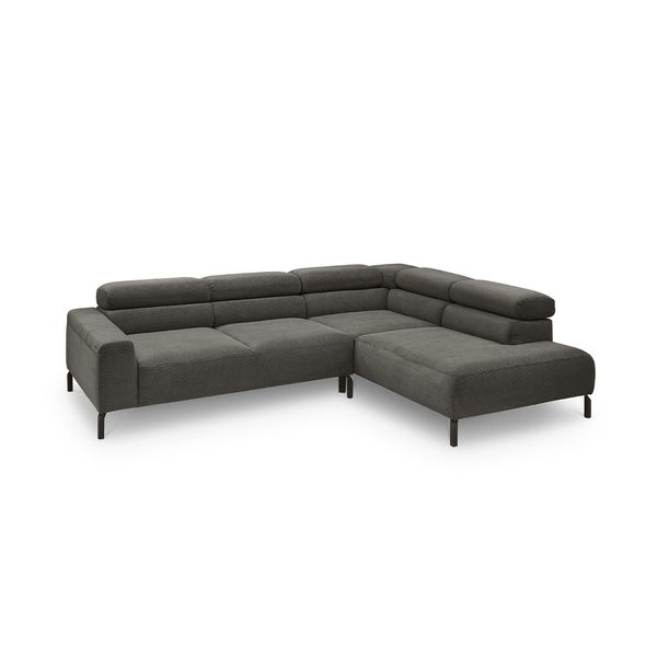 Ecksofa Mit Motorischem Sitzvorzug Delia Anthrazit Cord Relaxfunktion-image