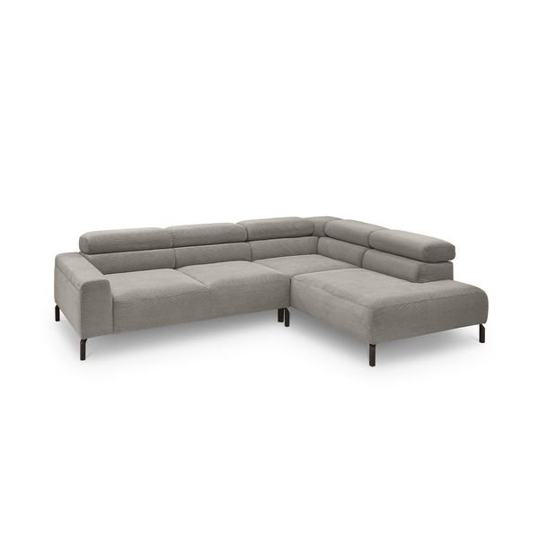 Ecksofa Mit Motorischem Sitzvorzug Delia Grau Cord Relaxfunktion-image