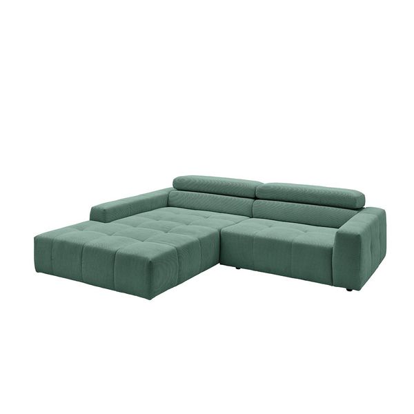 Ecksofa Mit Motorischem Sitzvorzug Reno SmaragdgrüN Cord Relaxfunktion-image