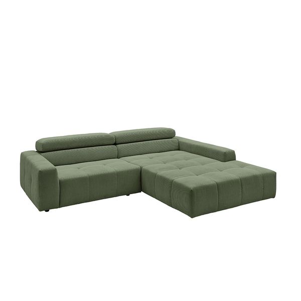 Ecksofa Mit Motorischem Sitzvorzug Reno GrüN Cord Relaxfunktion-image