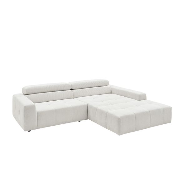 Ecksofa Mit Motorischem Sitzvorzug Reno Weiß Cord Relaxfunktion-image