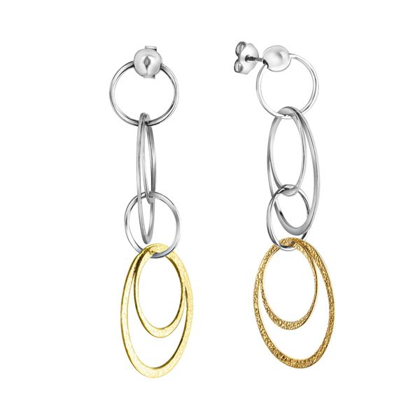 Paar OhrhäNger Celesta "Silber 925 Zweifarbig Glanz / Diamantiert 60Mm Lang", Silber (Silbergrau), Ohrringe, Damen, One-Size, Silber 925 (Sterlingsilber)-image