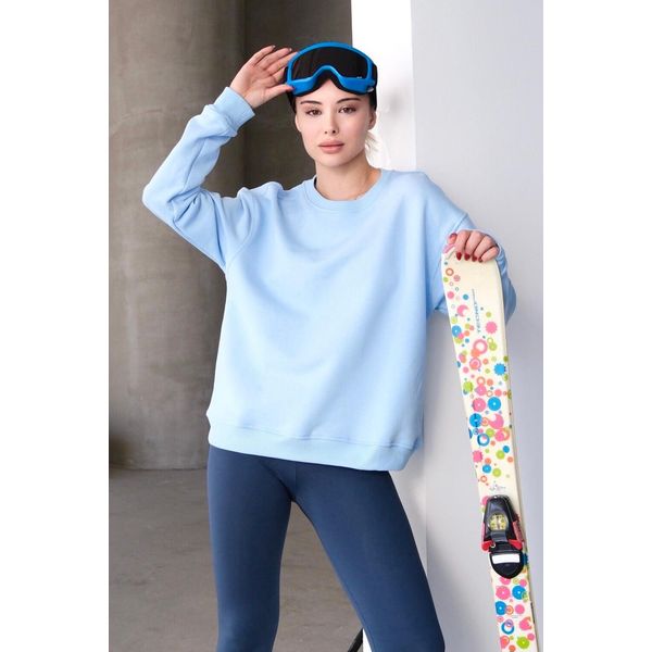 Justever Rundhals-Sweatshirt Mit Basic-Muster, Blau, Damen - Aura-image