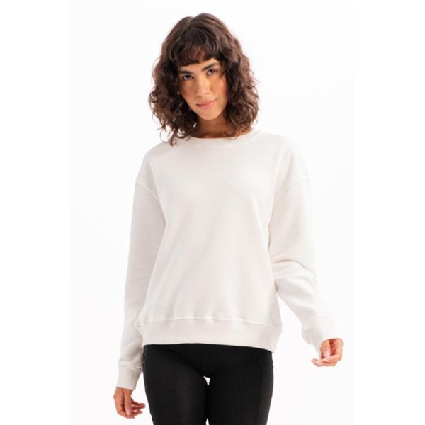 Justever Rundhals-Sweatshirt-Trainingsoberteil Mit Basic-Muster, Ecru, Damen - Aura-image