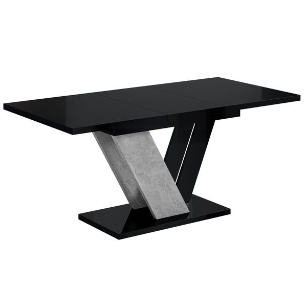 Esstisch Ausziehbar 120 -160X80X75 Cm - Black Gloss / Stone - Clasi-image