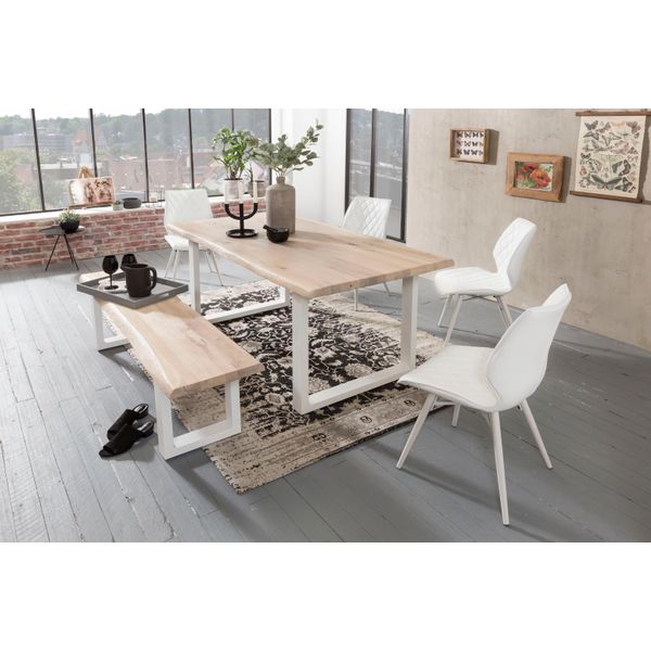 Esstisch Home Affaire "Tristan", Weiß (Weiß Wash, Weiß, Weiß Wash), B:180Cm H:77Cm T:90Cm, Tische, Esstisch, Mit Baumkante-image