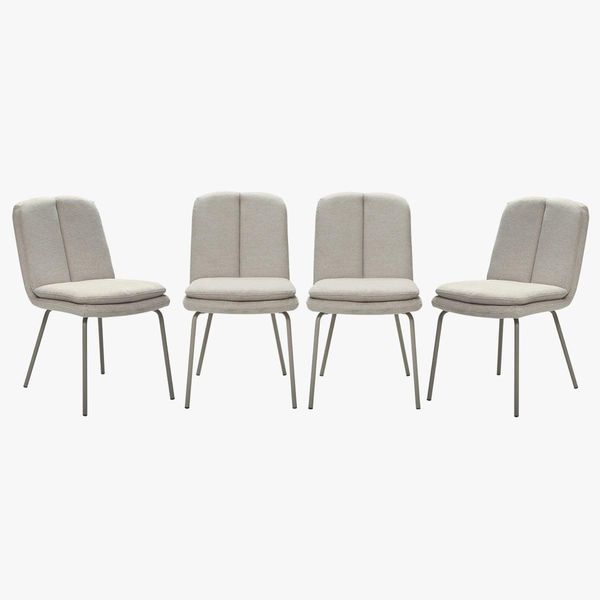 StÜHle 4Er Set Aus Stoff Beine Aus Beige Lackiertem Metall 64,5/48/85 Cm-image