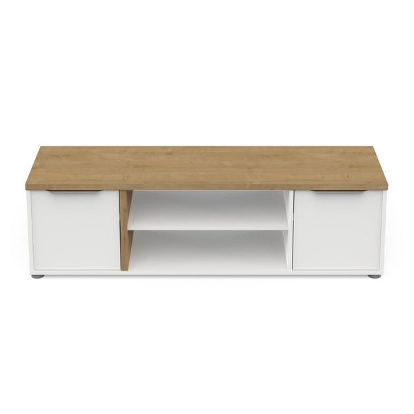 TV-MÖBEL 2 TüRen Und 2 Offene FäCher Dekor Eiche Und Weß Access 39,1/39,6/134,8 Cm-image