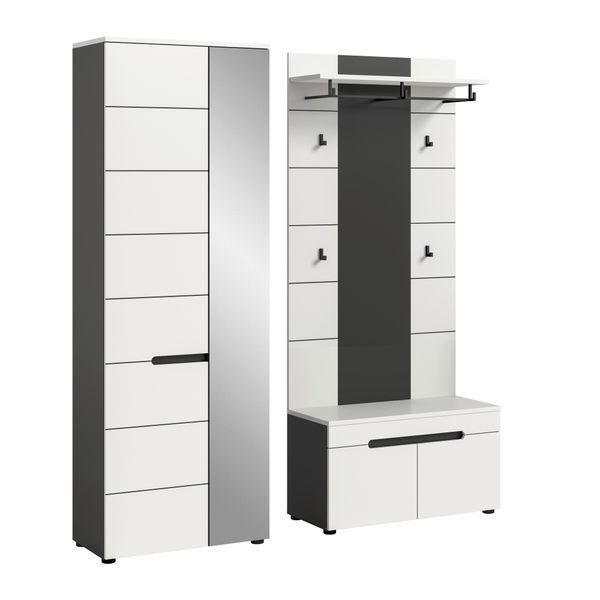 Garderobe Canu 3-Teilig Grau, Weiß-image