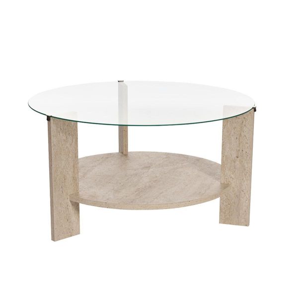 Couchtisch Mit 2 Platten, Davon Eine Aus GehäRtetem Glas 75/75/40 Cm-image