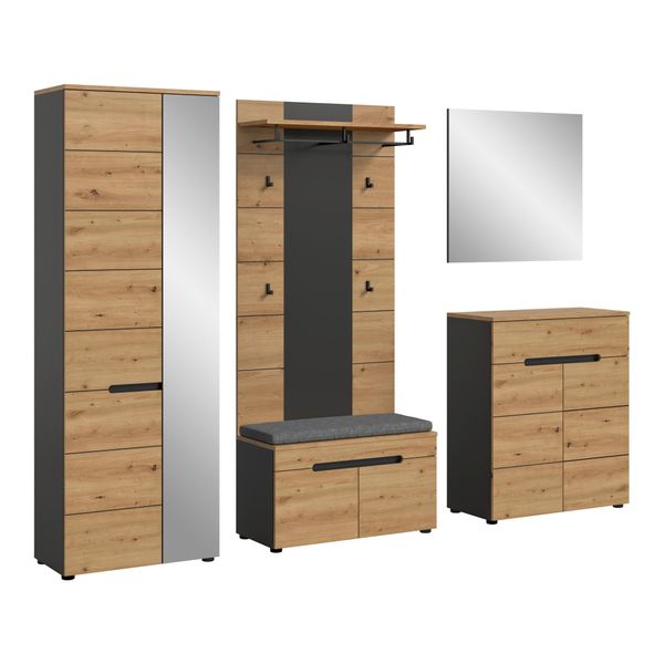 Garderobe Canu 6-Teilig Eiche, Grau-image