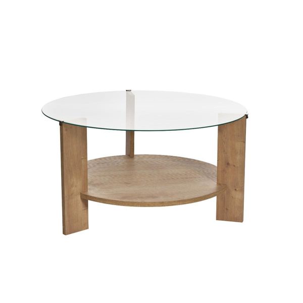 Couchtisch Mit 2 Platten, Davon Eine Aus GehäRtetem Glas 75/75/40 Cm-image