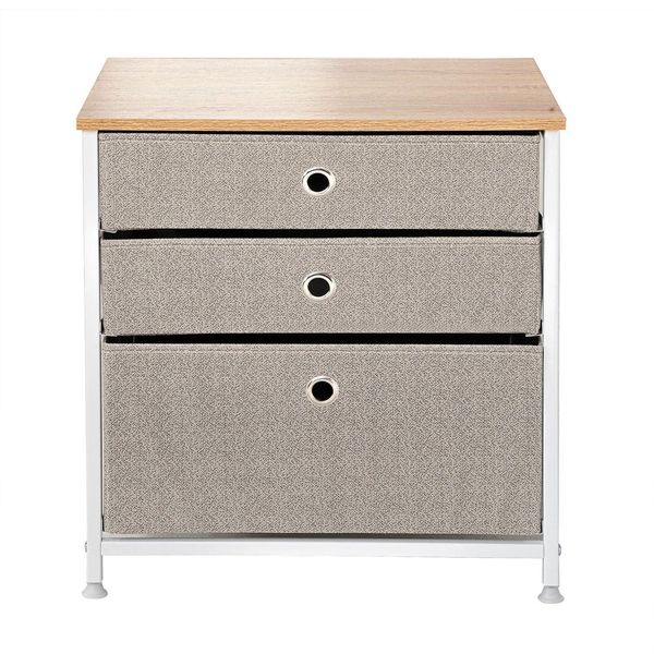 Kommode Mit 3 Schubladen Aus Hellem Vliesstoff - L48 Cm-image