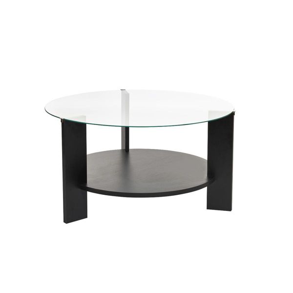 Couchtisch Mit 2 Platten, Davon Eine Aus GehäRtetem Glas 75/75/40 Cm-image