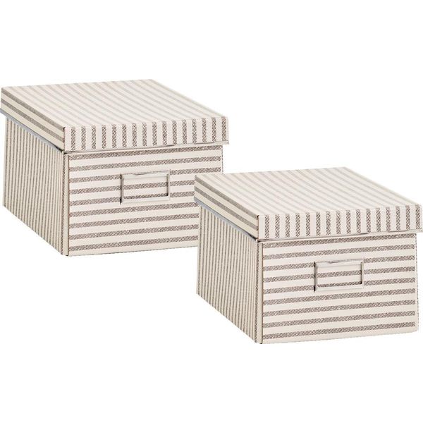 Aufbewahrungsbox zeller Present "Stripes", Beige (Natur), MaßE(B/T/H):(21/28/15)(B/T/H):(21/28/15), Pappe, Aufbewahrungsboxen, Aufbewahrungsbox, Pappe, Beige-image
