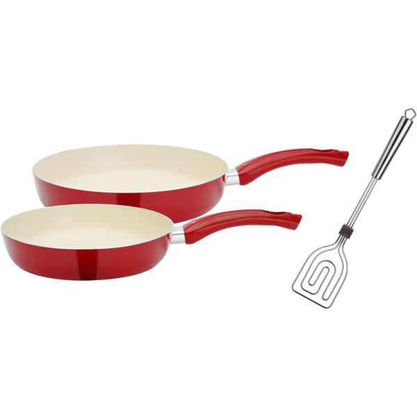 Pfannen-Set Gsw "Ceramica Beige", Rot, Ø:28Cm, Pfannen, Induktion-image