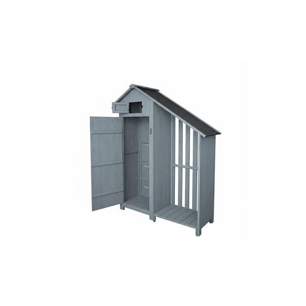 Werkzeugschrank Aus Holz Mit Anbau, Ca. 131 X 54 X 180 Cm - Grau-image