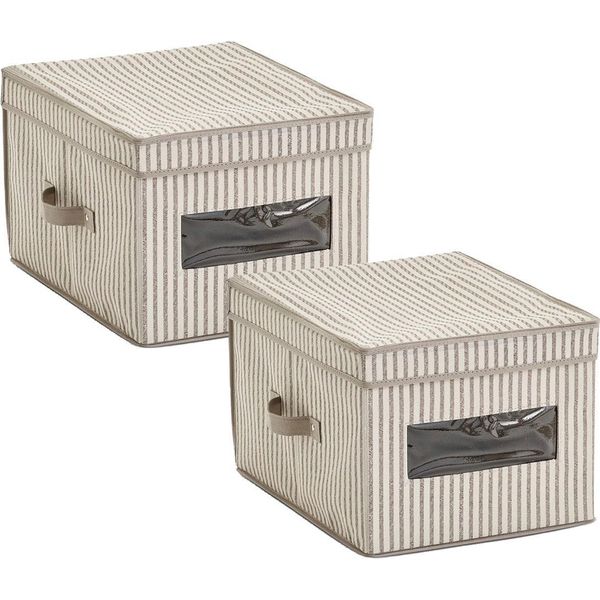 Aufbewahrungsbox Zeller Present "Stripes", Beige (Natur), MaßE(B/T/H):(30/39,5/25)(B/T/H):(30/39,5/25), Vlies, Aufbewahrungsboxen, Aufbewahrungsbox, Vlies, Beige-image