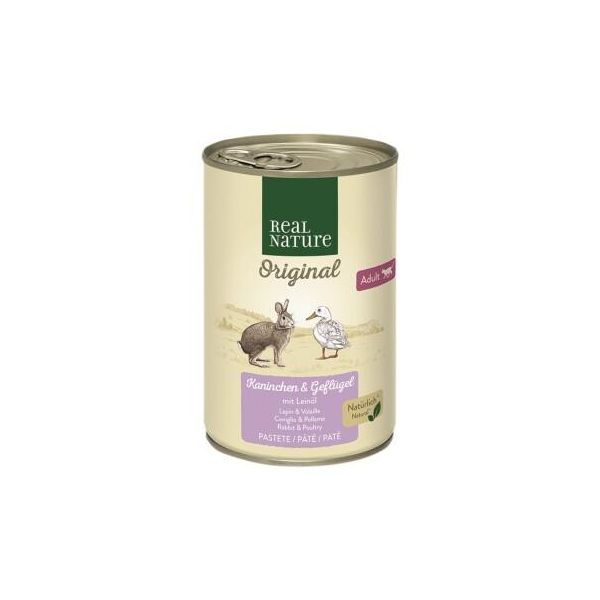 Real Nature Adult Lapin Et Volaille à L’Huile De Lin 6X400 G-image