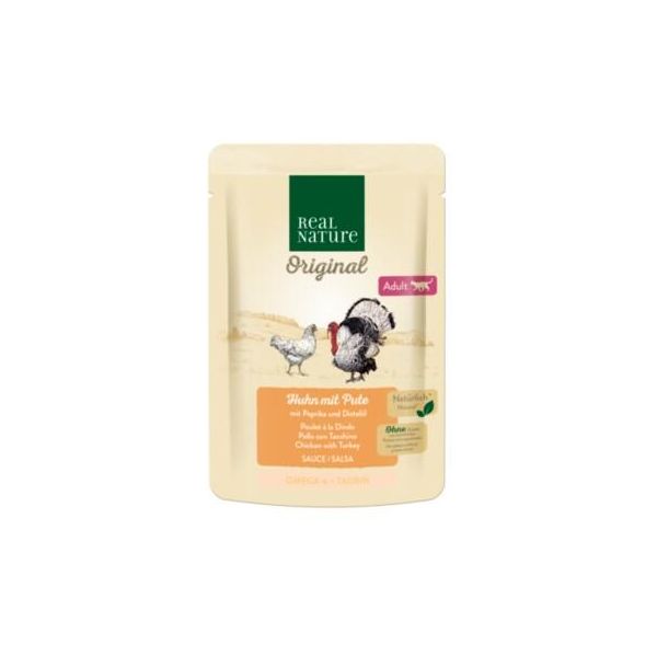 Real Nature Original Nourriture Humide Pour Chat, Adulte Poulet Avec Dinde, Paprika Et Huile De Carthame 12X85 G-image