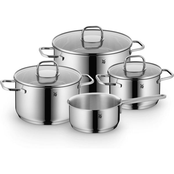 Topf-Set Wmf "Inspiration Induktion, Kochtopf Set Mit Glasdeckel", Silber (Edelstahlfarben), TöPfe, FüR Alle Herdarten Geeignet, Unbeschichtet, Pflegeleicht, Robust-image