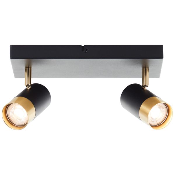 Brilliant Deckenstrahler "Vigolo", Sand Schwarz, Matt Goldfarben, 2, H: 15Cm, 1 Stk., Leuchten, GU10, 350Lm, 3000K, Dimmbar, Schwarz Gold, Deckenstrahler-image