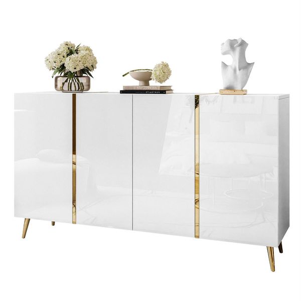 Sideboard Onyx 4T 158 Cm Auf Goldenen Beinen Push Open-image