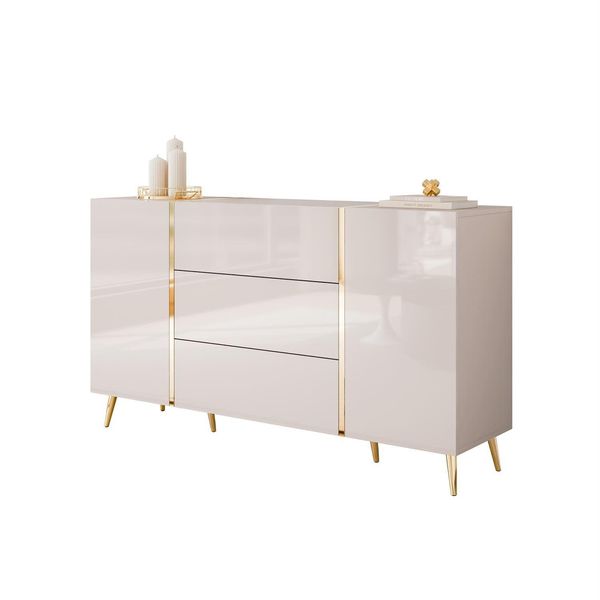 Sideboard Mit Schubladen Onyx Kaschmir Auf Goldenen Beinen Hochglanz-image