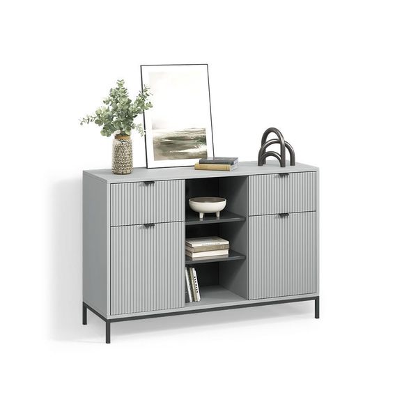 Kommode Aterno Grau 120 X 81.2 Cm Mit 2 Schubladen Und 2 TüRen-image