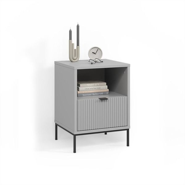 Nachttisch Aterno Grau Mit 1 Schublade-image