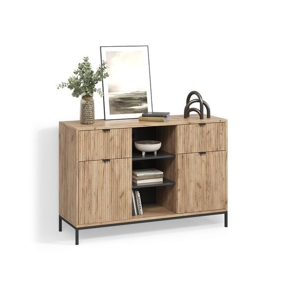 Kommode Aterno Viking Oak 120 X 81.2 Cm Mit 2 Schubladen Und 2 TüRen-image