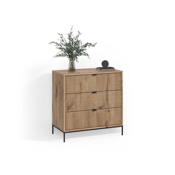 Kommode Aterno Viking Oak 42 X 81.2 Cm Mit 3 Schubladen-image