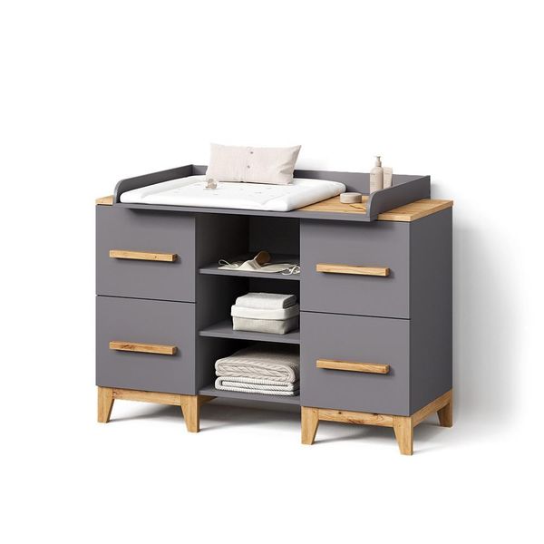 Wickelkommode Mailo Grau/Artisan Xl Mit 4 Schubladen-image