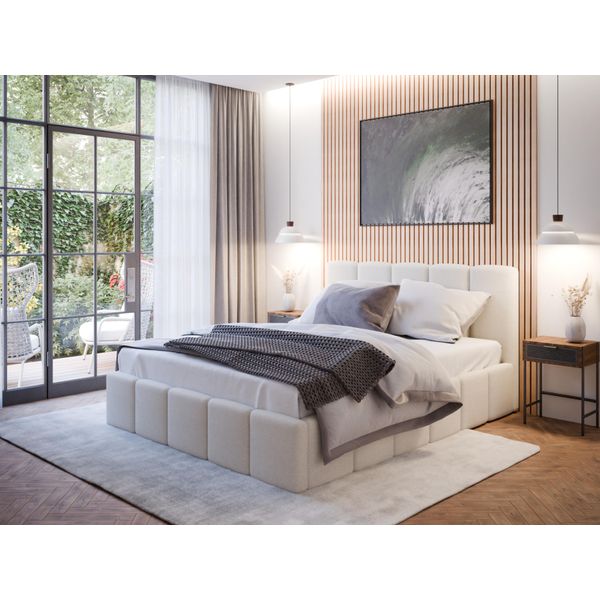 Polsterbett Forte "Bazylides ErhäLtlich In Den Breiten 140, 160 & 180Cm, Inkl. Bettkasten", Beige, B:158Cm L:220Cm, Der Polsterstoff Baltimore Aus Der Elastron-Kollektion Ist Ein Moderner Strukturstoff Mit Angenehm Weicher OberfläChe Und ZeitgemäßEr Optik. Er Kombiniert Ansprechendes Design Mit Hoher StrapazierfäHigkeit Und Eignet Sich Ideal FüR Den TäGlichen Gebrauch.Ndank Seiner Atmungsaktiven S-image