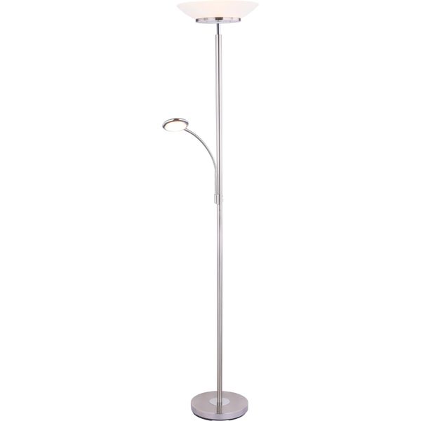 Globo Lighting Deckenfluter "Deckenfluter Nickel Matt, 1XLED", Silber (Silberfarben), Ø 32Cm H: 178Cm, 1 Stk., Leuchten, Stehlampe Stehleuchte Fluter Wohnzimmer Flur, Deckenfluter-image