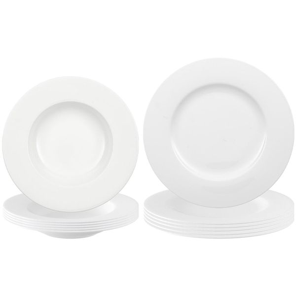 Geschirr-Set Villeroy & Boch "Tafelservice Anmut 12Er Set Weiß", Weiß, 12, Porzellan, Geschirr-Sets, Geschirr-Set, SpüLmaschinenfest, Mikrowellensicher-image