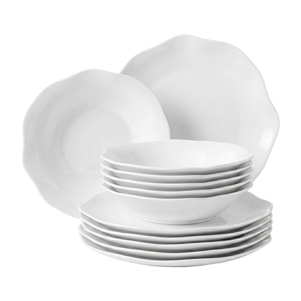 Geschirr-Set Villeroy & Boch "Tafelservice Pura 12Er Set Weiß", Weiß, 12, Porzellan, Geschirr-Sets, Geschirr-Set, SpüLmaschinenfest, Mikrowellensicher-image
