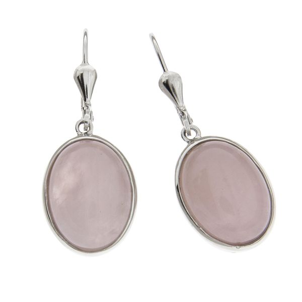 Paar Ohrhaken Zeeme "Silber 925 Rhodiniert Mit 2X Rosenquarz 16X12Mm", Weiß (Weiß, Rosa), Ohrringe, Damen, One-Size, 9,8, Silber 925 (Sterlingsilber)-image