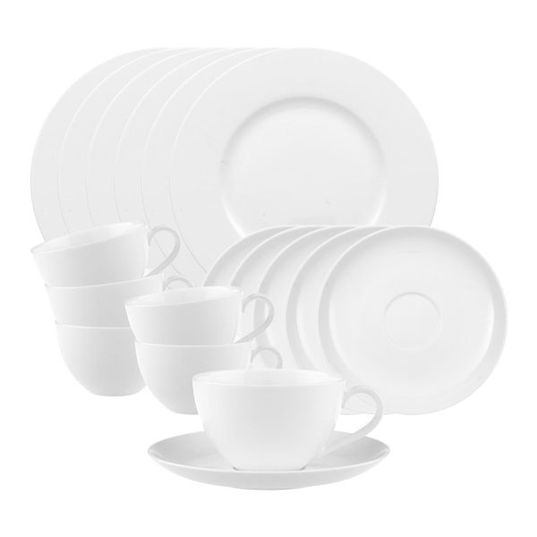 Geschirr-Set Villeroy & Boch "Kaffeeservice Anmut 18Er Set Weiß", Weiß, 18, Porzellan, Geschirr-Sets, Geschirr-Set, SpüLmaschinenfest, Mikrowellensicher-image