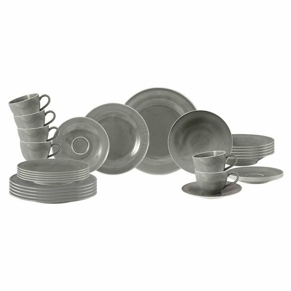 Geschirr-Set Seltmann Weiden "Kombiservice Beat Color Glaze", Grau (Perlgrau), 30, Porzellan, Geschirr-Sets, Geschirr-Set, SpüLmaschinengeeignet, Mikrowellenfest, Ofenfest-image
