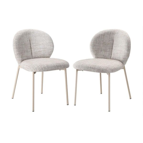 StÜHle 2Er-Set, Gepolstert, Aus Meliertem Stoff Beige 48/80/60 Cm-image