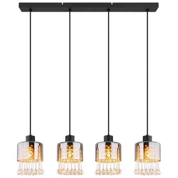 Globo Lighting HäNgeleuchte "Hendry", Schwarz Matt, 4, H: 120Cm, 1 Stk., Leuchten, HäNgeleuchte FüR Esszimmer Kristall Modern, HäNgeleuchte-image