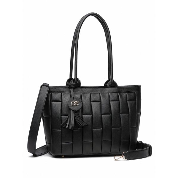 Schultertasche "Luvre", Damen, Gr. B/H/T: 31Cm X 24Cm X 14Cm Onesize, Schwarz, Lederimitat, Collezione Alessandro, Taschen Schultertasche, Mit LuxuriöSer Steppung-image