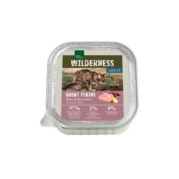 Real Nature Wilderness Nourriture Humide Pour Chat, Adulte 16X100 G Great Plains Poulet Et Lapin 16X100 G-image