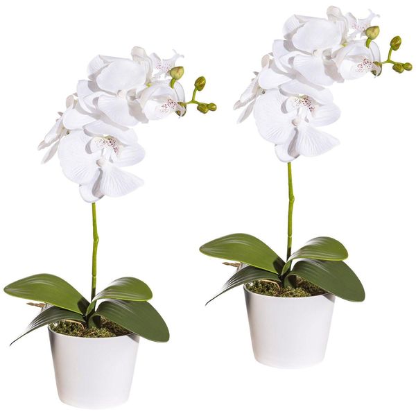 Kunstpflanze Creativ green "Orchidee Phalaenopsis", Weiß, H:40Cm, Kunststoff, Polyester, Kunstpflanzen, Kunstpflanze, Im Keramiktopf-image