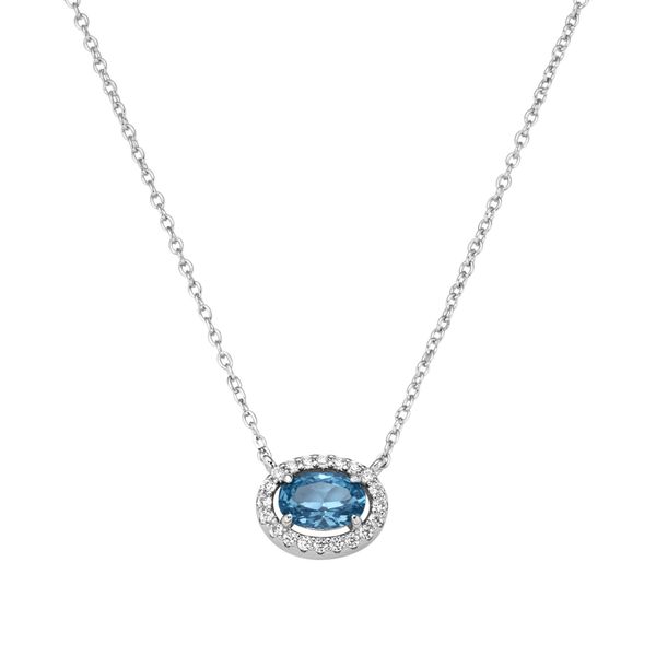 Collier "Ziersteine, Zirkonia Weiß, Silber 925", Blau, Giorgio Martello Milano, Halsketten, Damen, 45Cm, Silber 925 (Sterlingsilber), Collier-image
