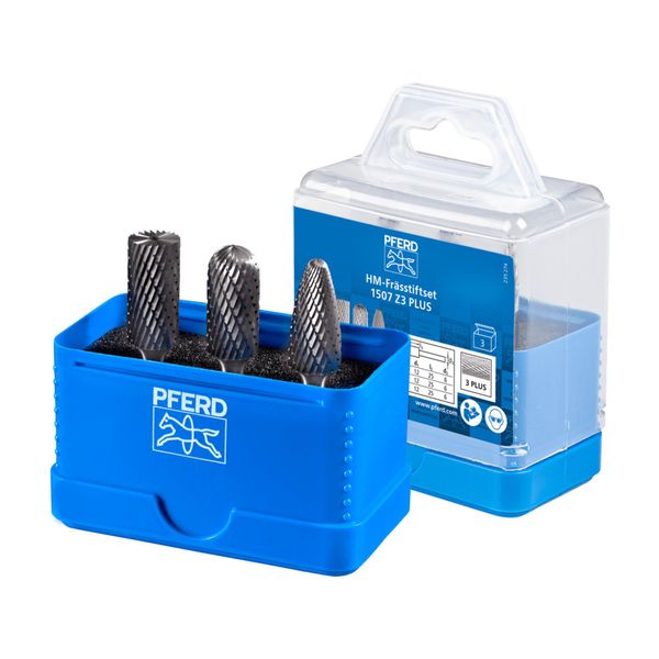 Pferd Tools Hartmetall FräSstift Set 1507 Zahnung 3 Plus 3-Tlg. Ø 12Mm Schaft-Ø 6 Mm Universal Mittel Kreuzverzahnt (21901507)-image