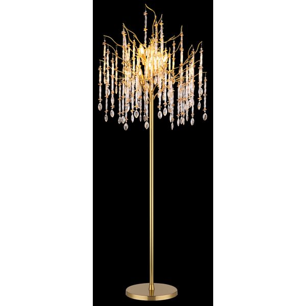 Globo Lighting Stehlampe "Gloria", Goldfarben Matt, 5, Ø 55Cm H: 165Cm, 1 Stk., Leuchten, Stehlampe In Gold Matt Mit Warmem Kristalllicht, Stehlampe-image