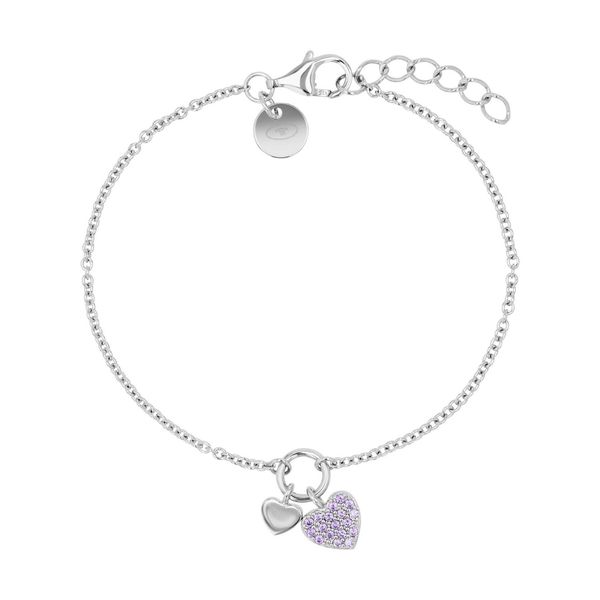 Silberarmband Tom Tailor "Herzen", Lila (Silberfarben, Lila, Lila), ArmbäNder, MäDchen, 16Cm, Silber 925 (Sterlingsilber), Silberarmband, Mit Zirkonia (Synth.)-image