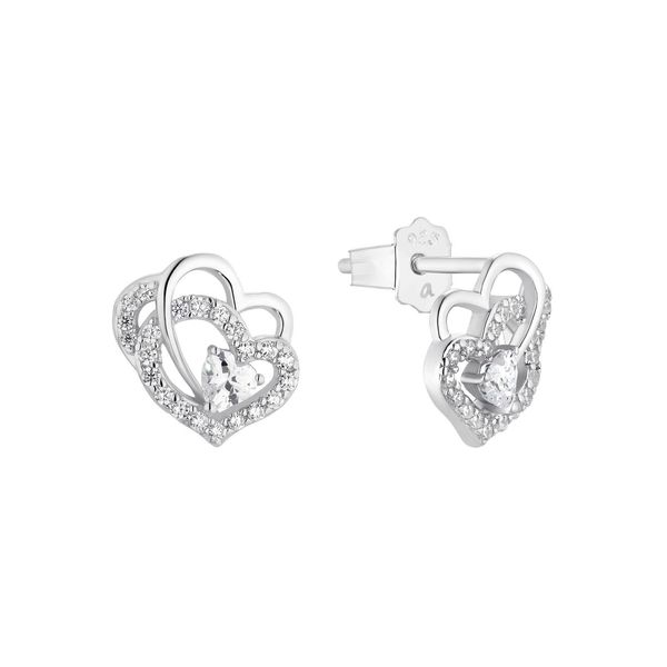 Paar Ohrstecker Amor "2016446", Bunt (Silberfarben, Weiß, Kristallweiß), Ohrringe, Damen, Silber 925 (Sterlingsilber), Mit Zirkonia (Synth.)-image